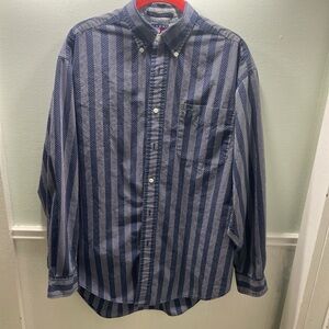 Tommy Hilfiger Navy and White Striped Button Down Shirt